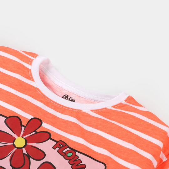 Girls T-Shirt Flower Power - F-Orange