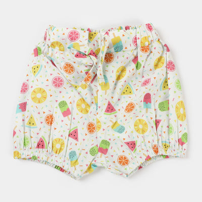 Infant Girls Woven Suit Ice Cream - White