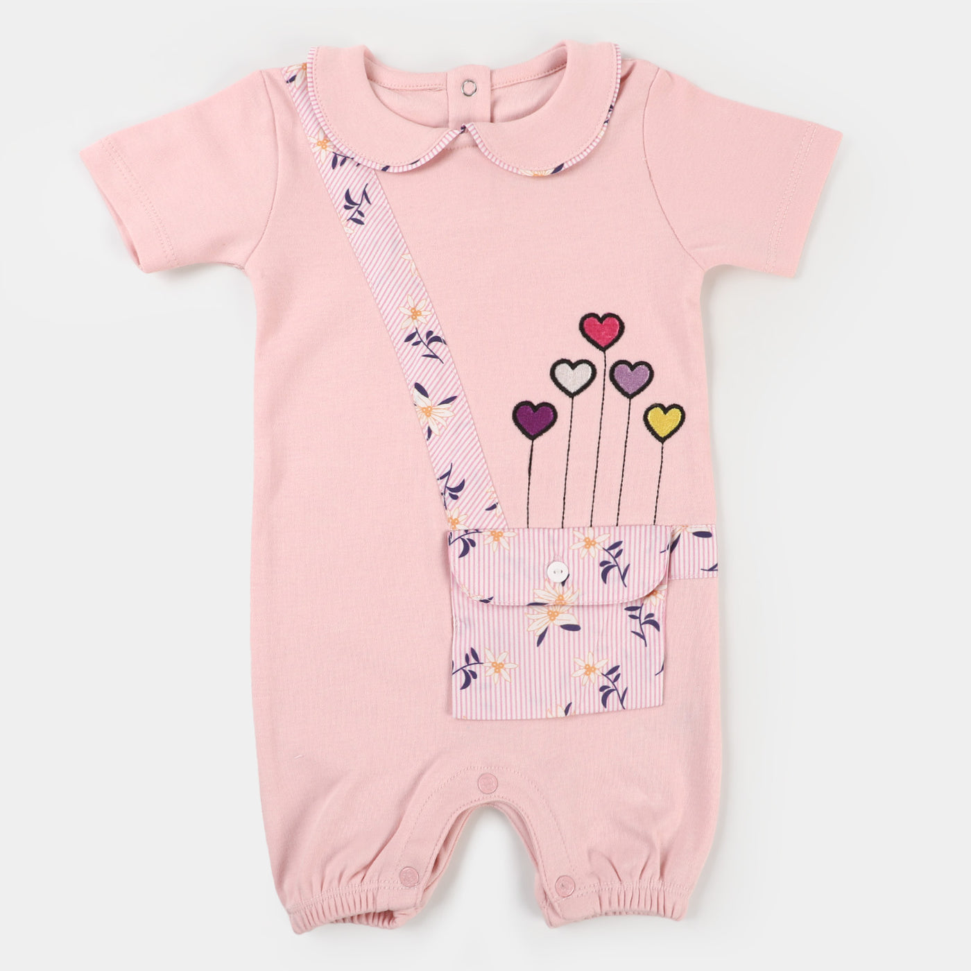 Infant Girls Knitted Romper Five Hearts - Pink Marsh