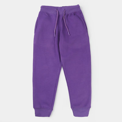 Girls Fleece Jersey Pajama Basic-D.Lavender