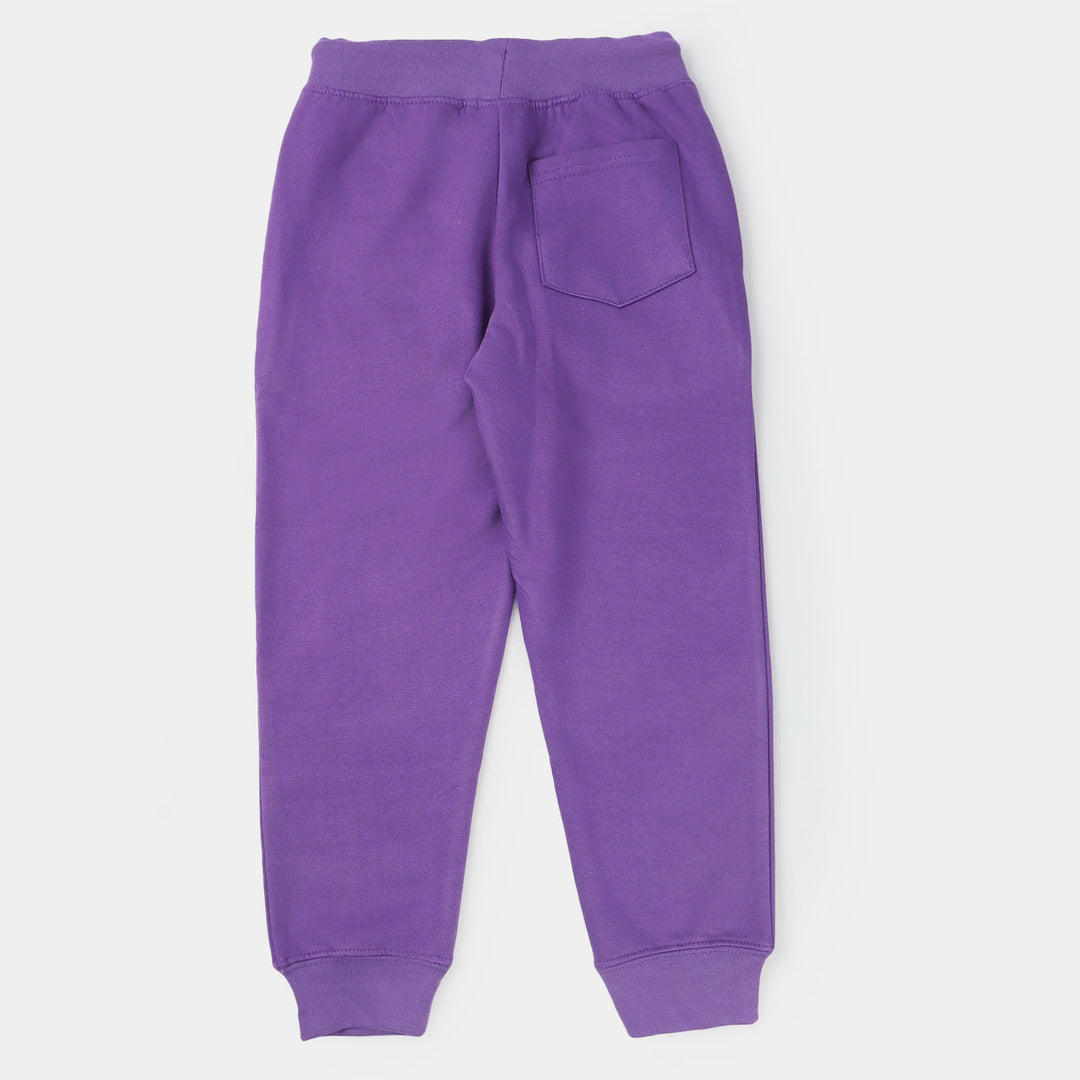 Girls Fleece Jersey Pajama Basic-D.Lavender