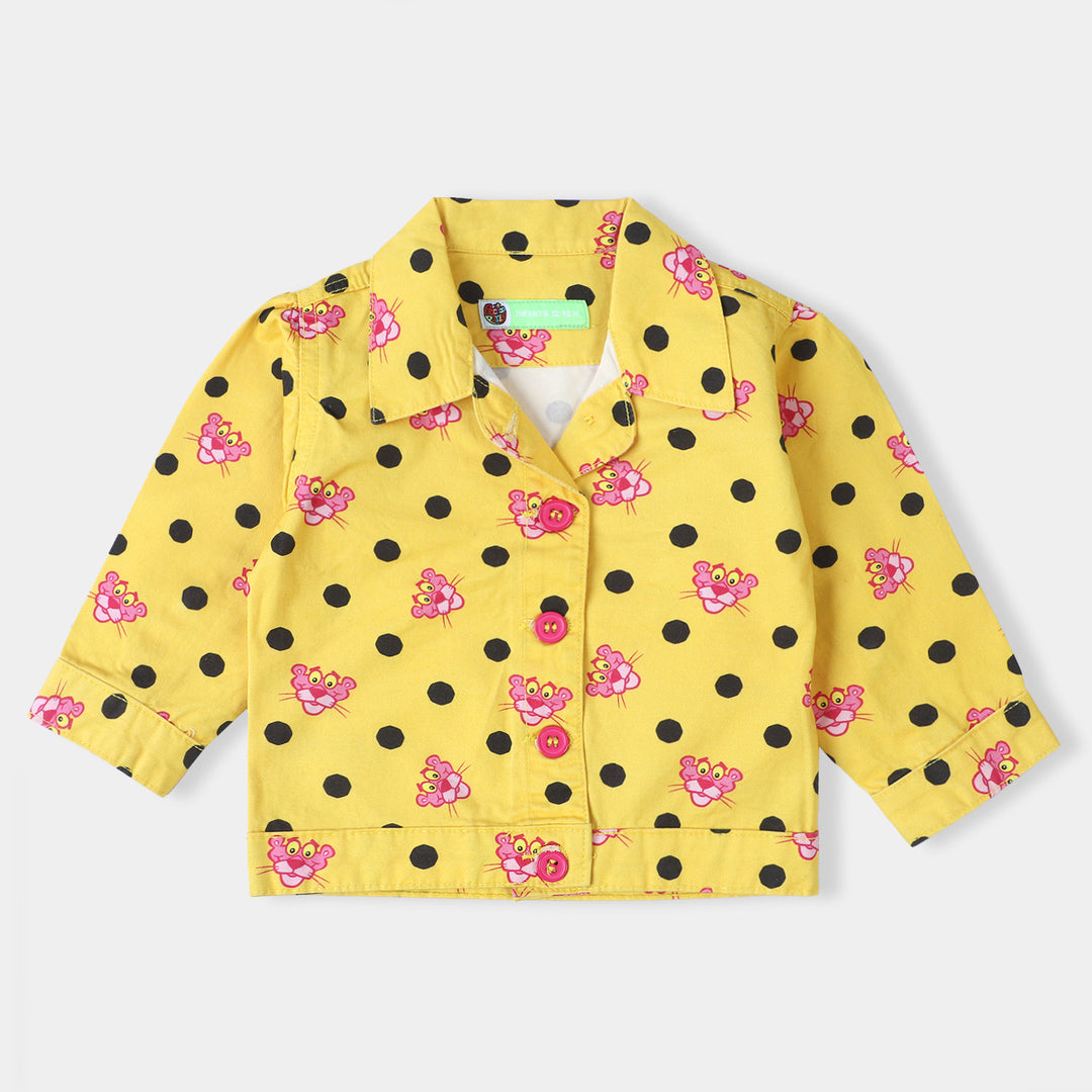 Infant Girls Cotton Co-Ord 2PC Set Pink Panther-Yellow