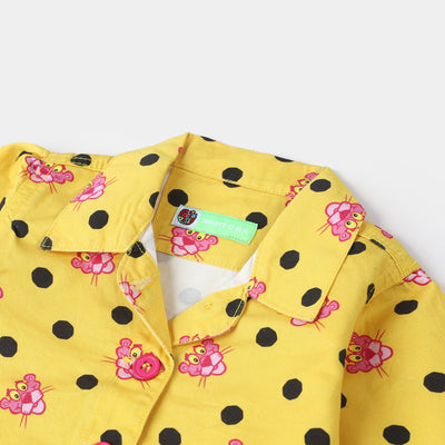 Infant Girls Cotton Co-Ord 2PC Set Pink Panther-Yellow