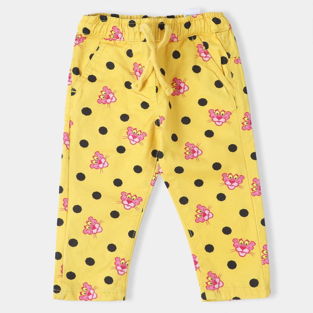 Infant Girls Cotton Co-Ord 2PC Set Pink Panther-Yellow