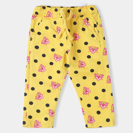 Infant Girls Cotton Co-Ord 2PC Set Pink Panther-Yellow