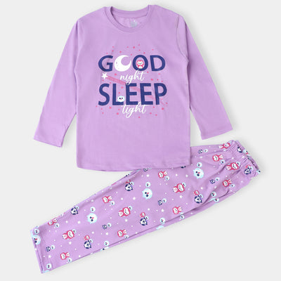 Girls Knitted Night Suit Sleep Tight-Sky Blue