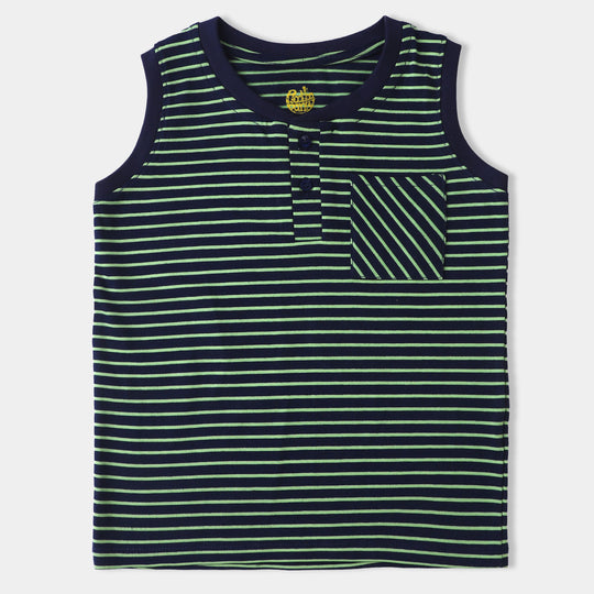 Boys Cotton Jersey Sand Smiley -Stripes