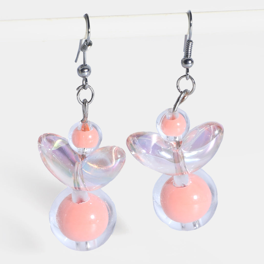 Girls Crystal Bead Earrings Transparent Elegance