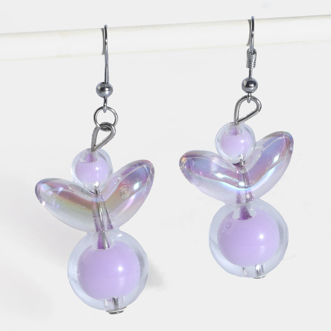 Girls Crystal Bead Earrings Transparent Elegance