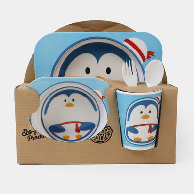 Baby Feeding Bowl Plate Dishes Fork Spoon Cup 5Pcs/Set - Penguin