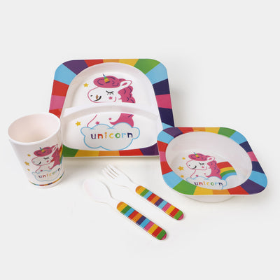 Baby Feeding Bowl Plate Dishes Fork Spoon Cup 5Pcs/Set - Unicorn