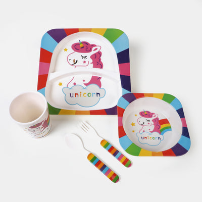 Baby Feeding Bowl Plate Dishes Fork Spoon Cup 5Pcs/Set - Unicorn