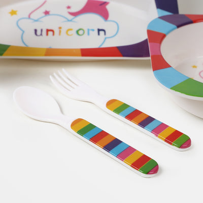 Baby Feeding Bowl Plate Dishes Fork Spoon Cup 5Pcs/Set - Unicorn