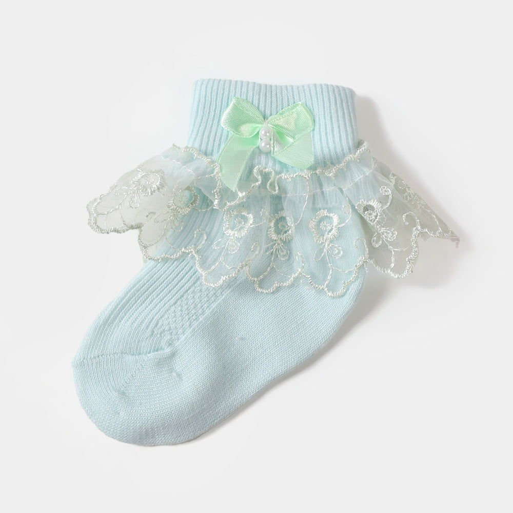 Baby Fancy Lace Frill Socks Sea Green | 06-12M