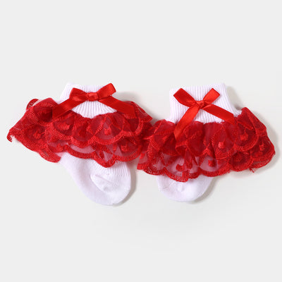 Baby Fancy Lace Frill Red | 06-12M