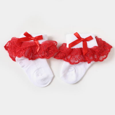 Baby Fancy Lace Frill Red | 06-12M