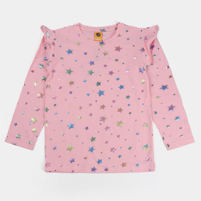 Girls Jersey T-Shirt F/S Multi Stars-Pink