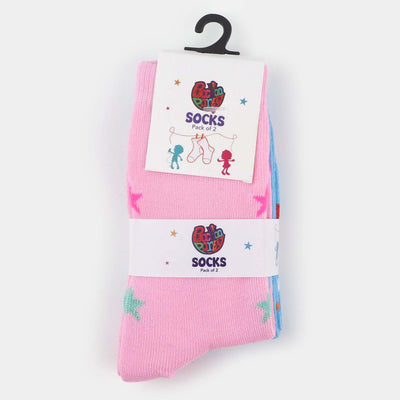 Girls Socks Pack of 2 Polka/Stars-P.Blue