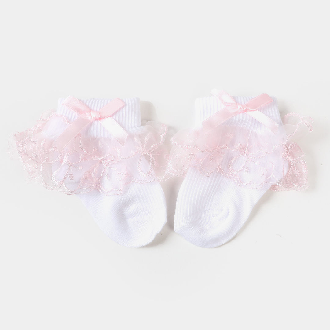 Baby Fancy Lace Frill Pink | 06-12M