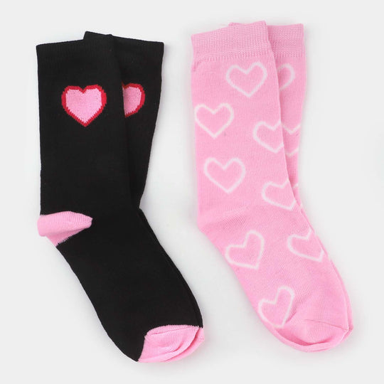 Girls Socks Pack of 2 Hearts-Bl.Pink