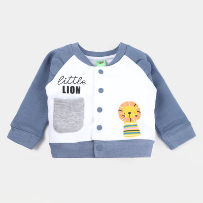 Infant Boys Fleece Knitted Jacket Little Lion-Off White