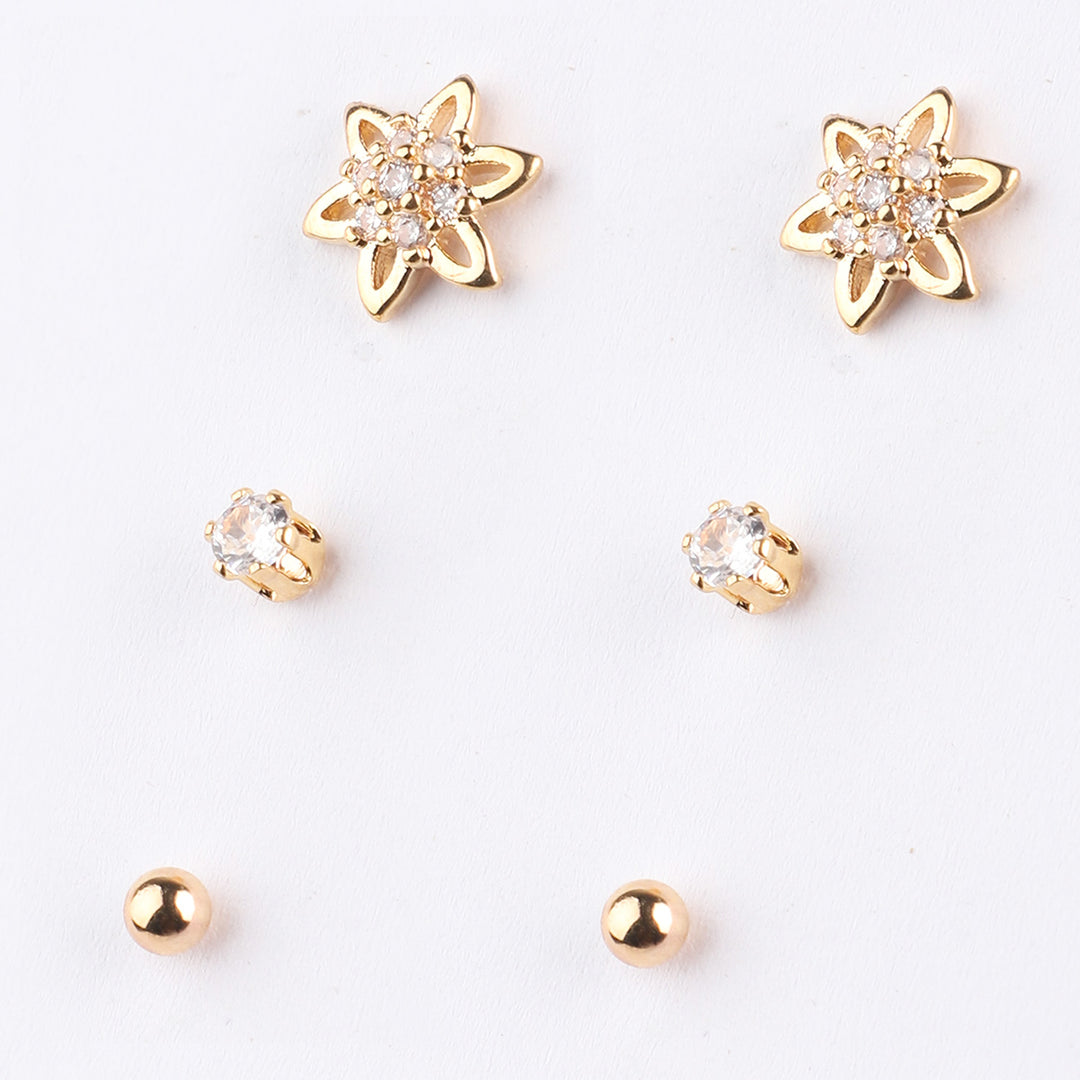 Fancy 3 Pair Stud Earring For Girls