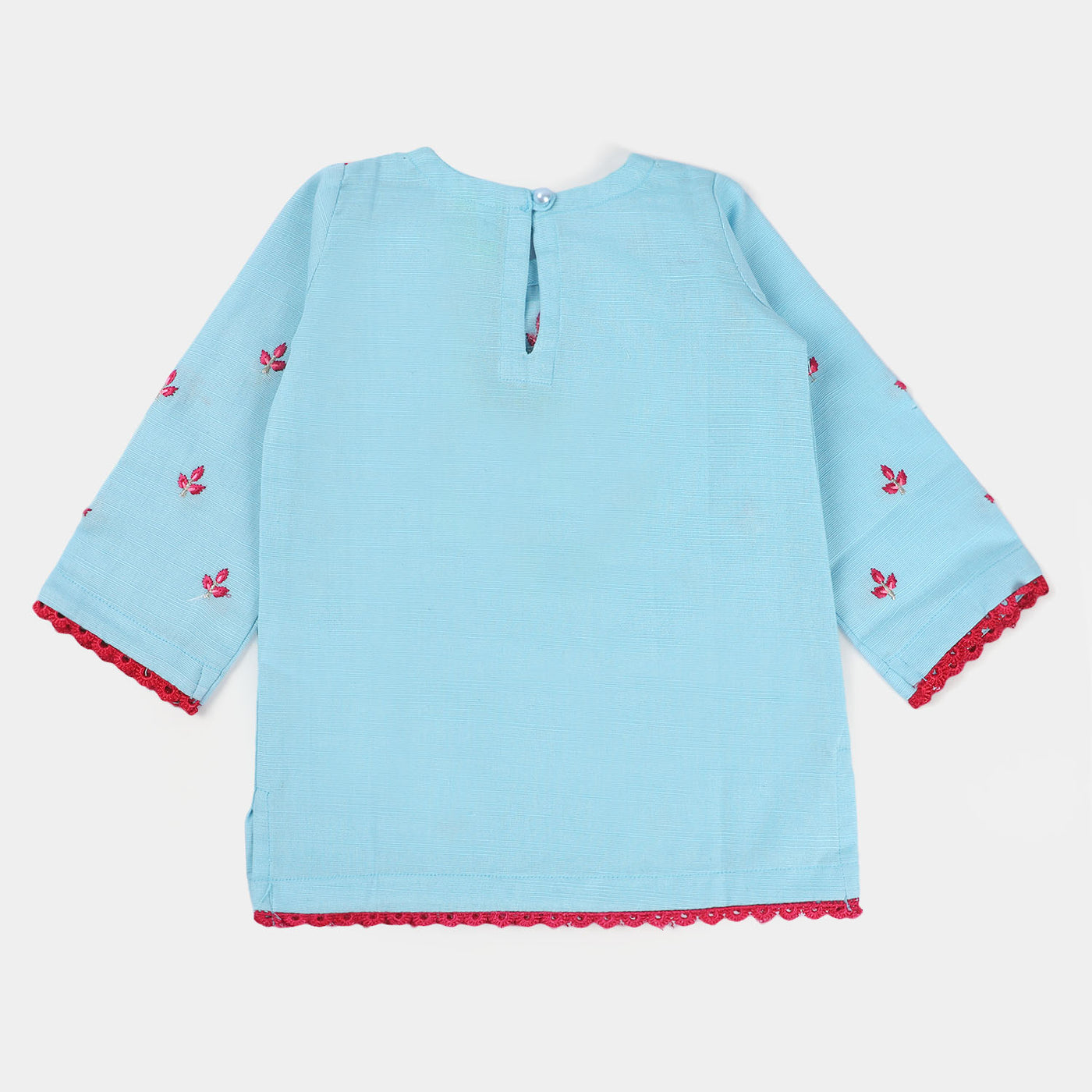 Infant Girls khaddar 2Pc Suit Leaf-Light Blue