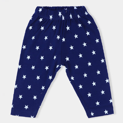 Infant Boys Cotton Jersey Knitted Night Suit Stars-NAVY