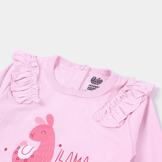 Girls 2Pc Suit Llama -Pink