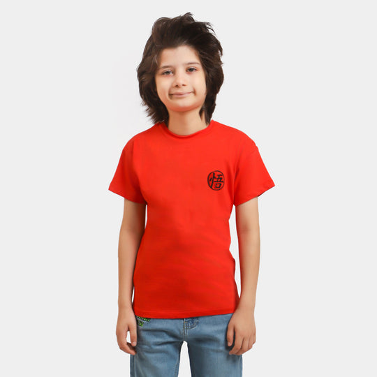 Boys Cotton T-Shirt Character - Poppy Red