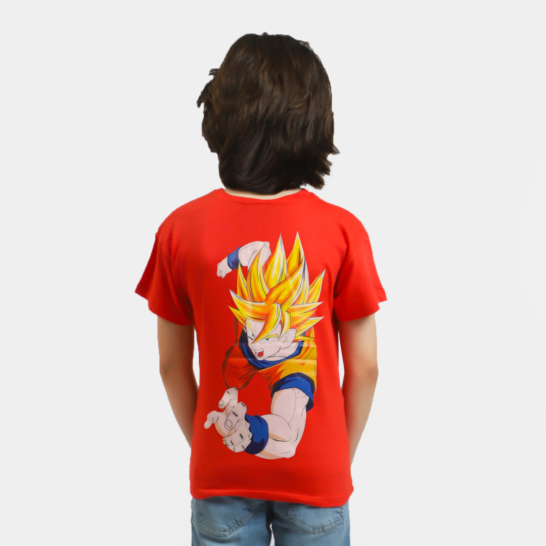 Boys Cotton T-Shirt Character - Poppy Red