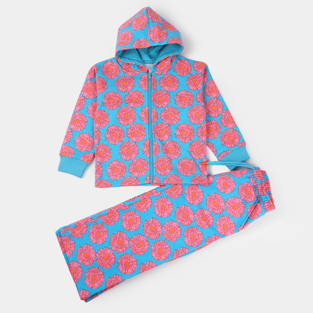 Girls Fleece 2 Piece Suit Autumn-Pink/Blue