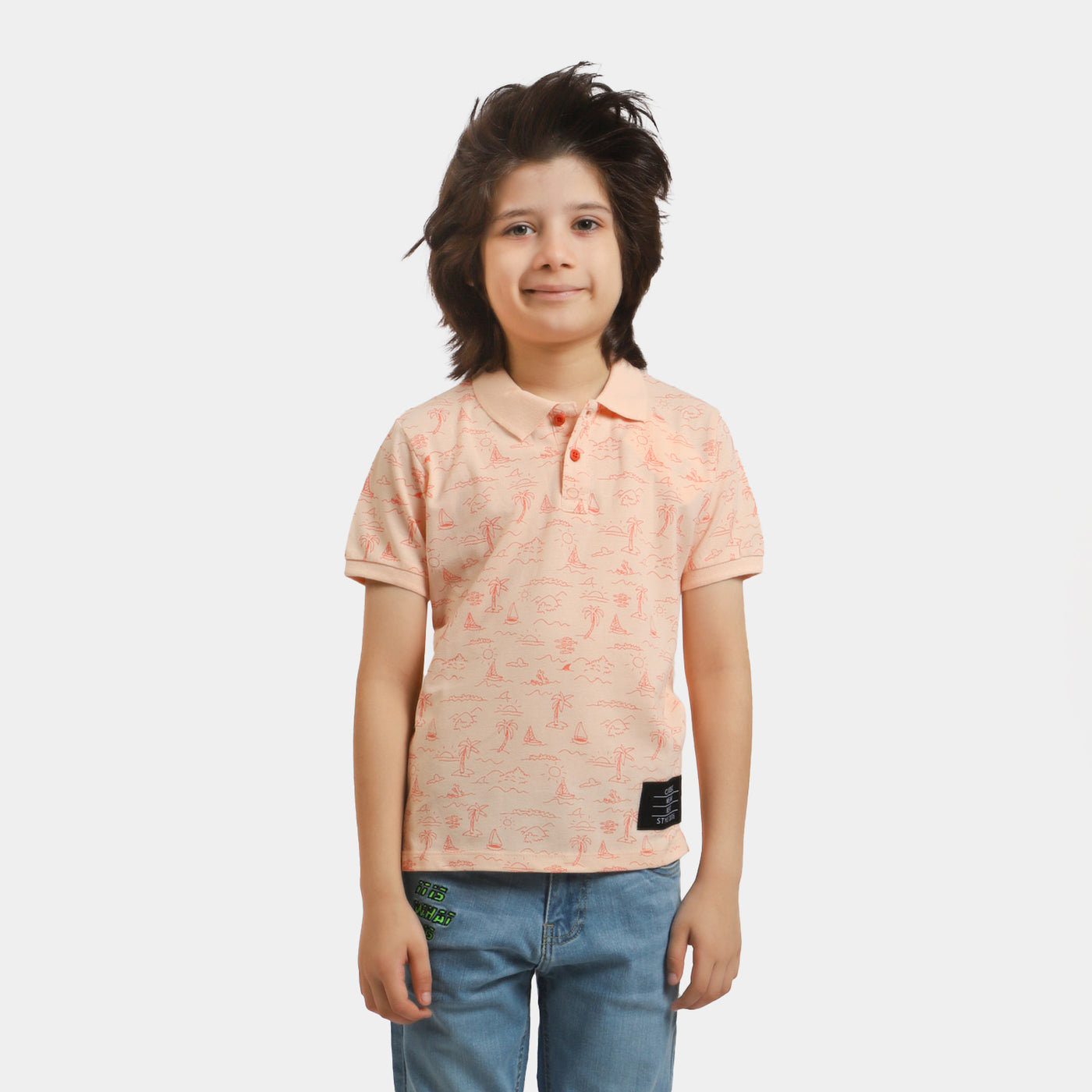 Boys Polo T-Shirt Beach Printed - Scallop