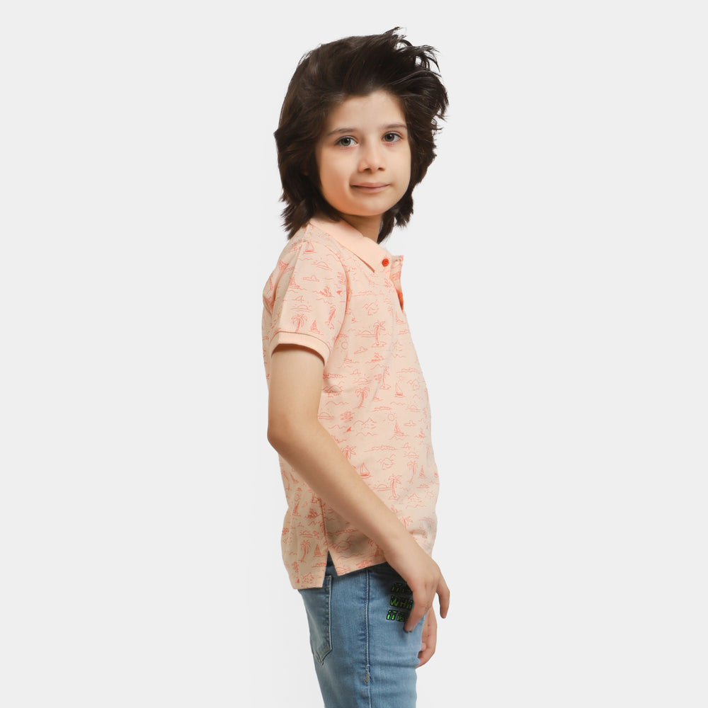 Boys Polo T-Shirt Beach Printed - Scallop