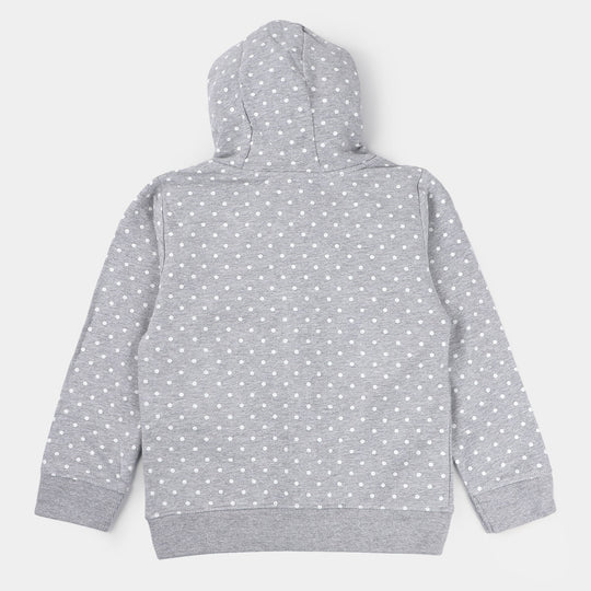 Girls Fleece Knitted Jacket Character-H.grey