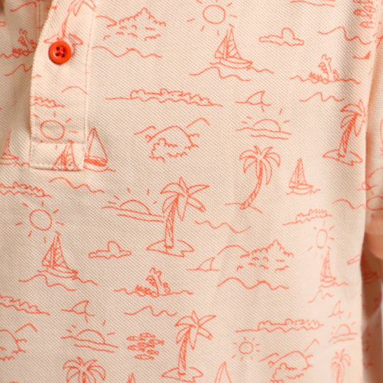 Boys Polo T-Shirt Beach Printed - Scallop