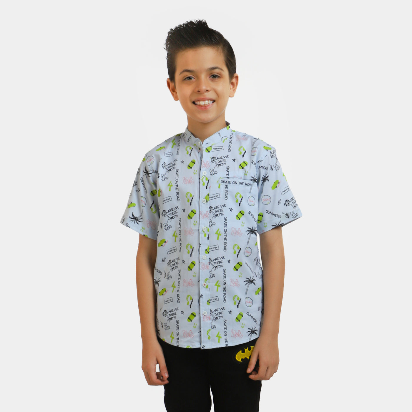 Boys Casual Shirt Skate On The Road - L/BLUE