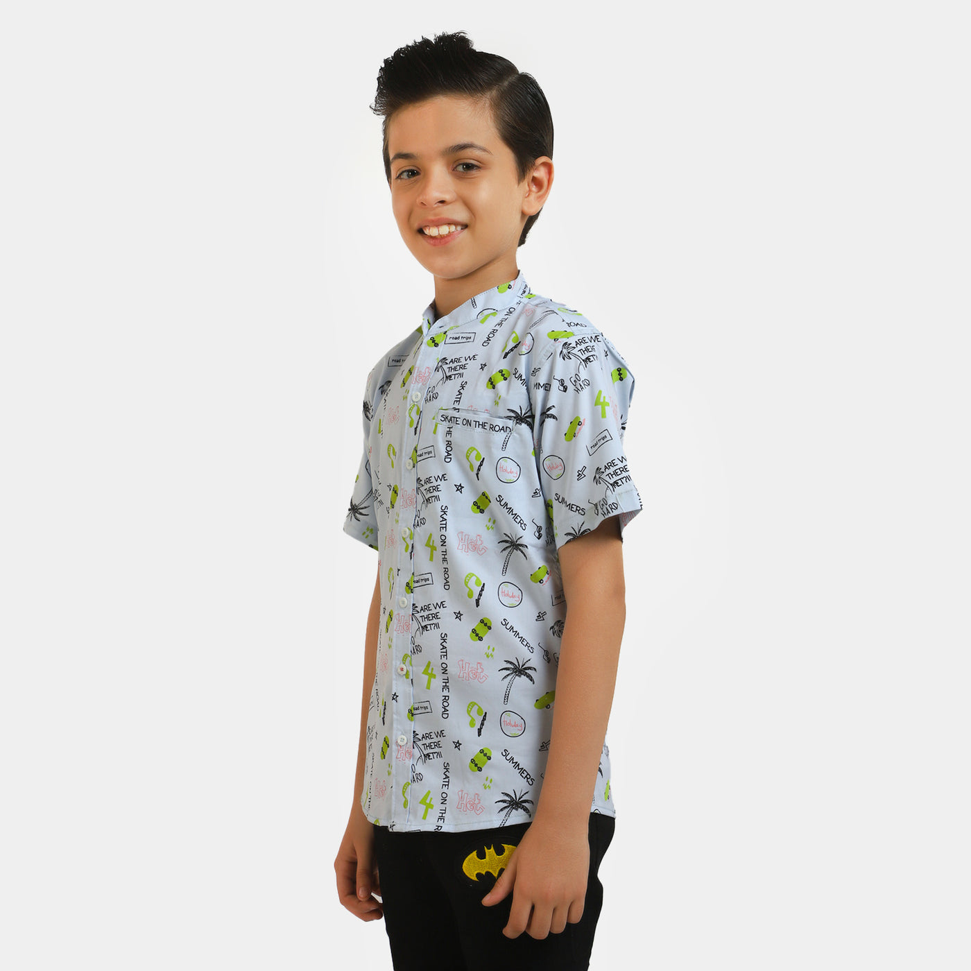 Boys Casual Shirt Skate On The Road - L/BLUE