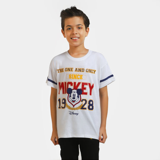 Boys Cotton T-Shirt Character - White