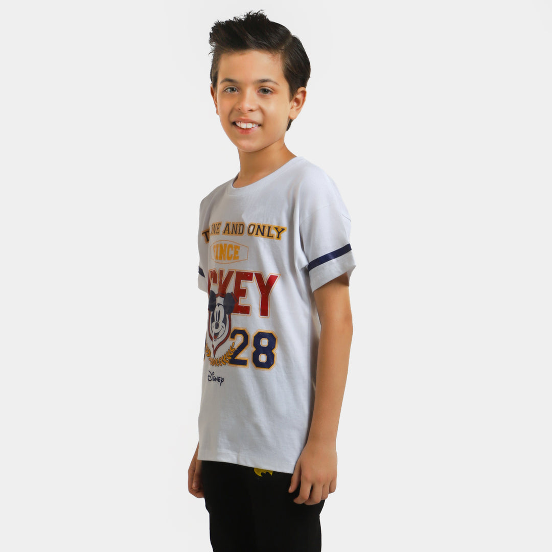 Boys Cotton T-Shirt Character - White