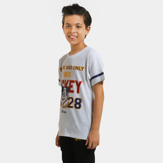 Boys Cotton T-Shirt Character - White