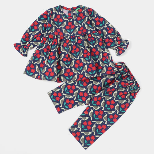 Infant Girls khaddar  2Pc Suit Flower-Multi