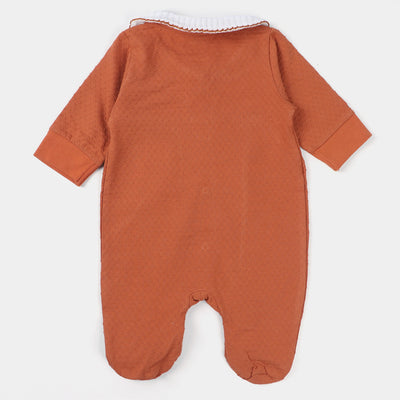 Infant Girls Knitted Rompers Fancy Dot's-Brown