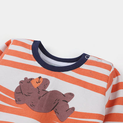 Infant Boys Sweatshirt Bear Sleep-White