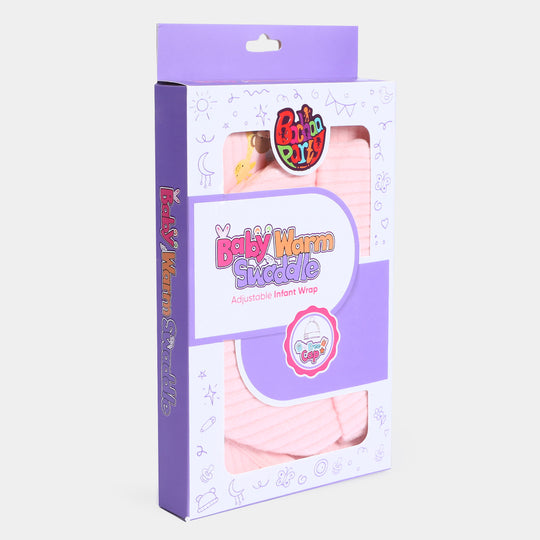 Baby Warm Swaddle With Cap | Peach