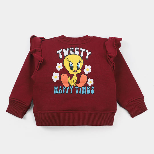 Infants Girls Fleece Sweatshirt Character-MAROON