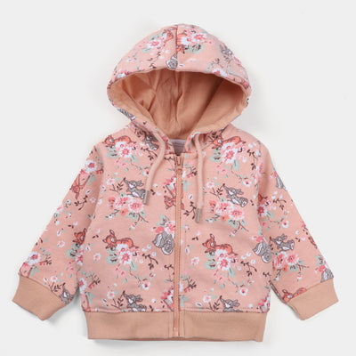 Infant Girls Fleece Knitted Jacket CHARACTER -Beige