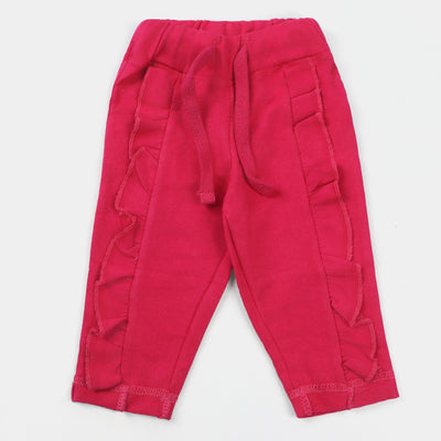 Infant Girls Fleece Sleeping Pajama Frill Style-Hot Pink