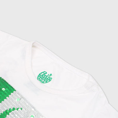 Infant Unisex T-Shirt Applique Flag-White