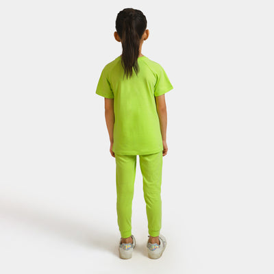 Girls Cotton 2PCs Suit Cool Time - Green